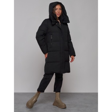 Coat insulated winter female, size 44, black color-5