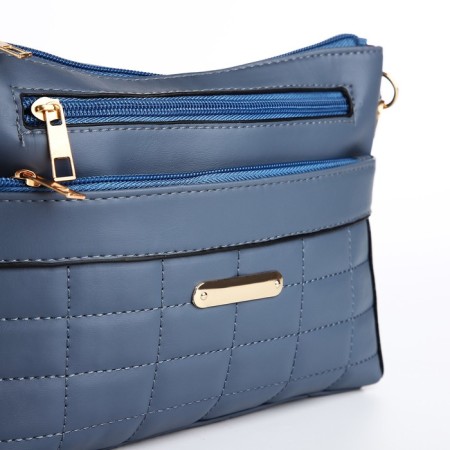 Bag Cross-Bodi with a zipper, blue color-3
