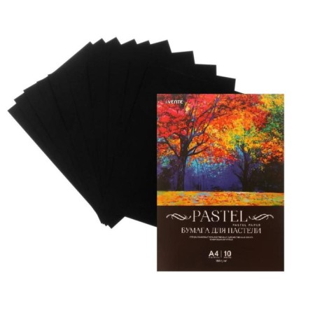 A4, Devente pastel paper, 10 sheets set, 160 g/m2, black, in package