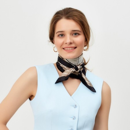 Women's scarf minaku size 70*70 cm, black color-3
