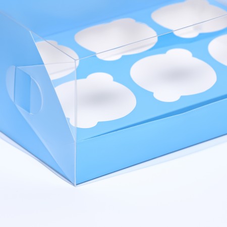 Confectionery folding box for 6 cupcakes 23.5 x 16 x 10, blue-2