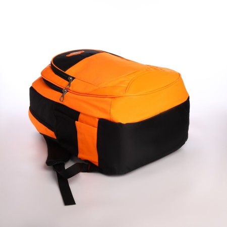 School backpack from textiles on a zipper, 4 pockets, color orange color-4