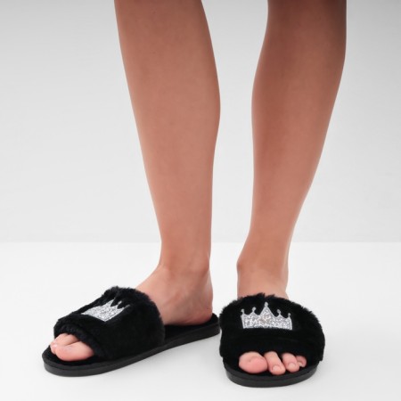 Women's slippers with an open nose size 36-37, black color-3