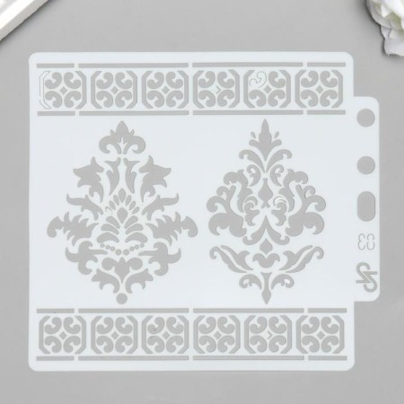 Plastic stencil "Damascus and ornament" 13x14 cm
