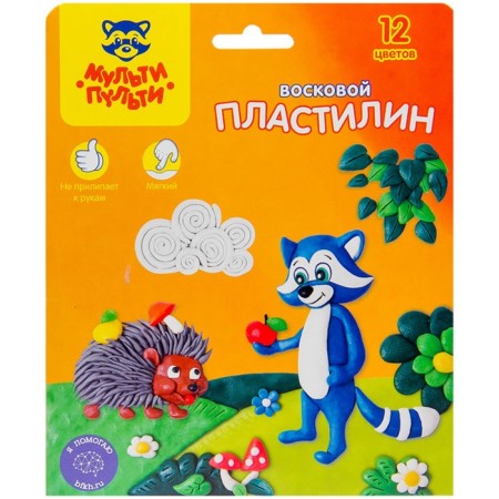 Plasticine multi-bullets "Raccoon in the forest" with a stack, 12 colors, 180 g