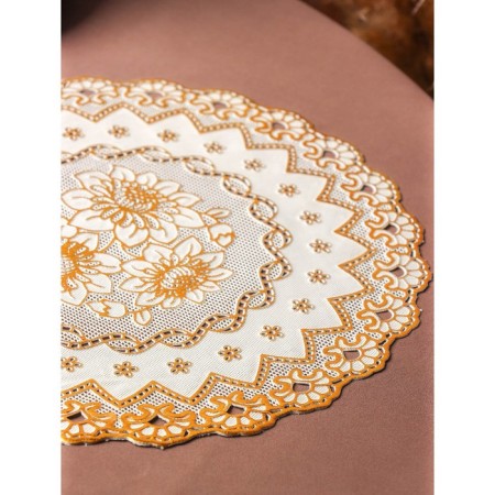 Openwork napkin for the table "Bouquet", d = 30 cm, color gold-2