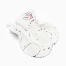 Baby scratches, pink color/hares, 0-3 months