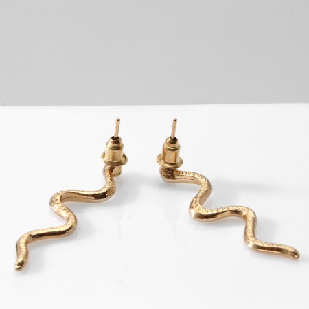 Earrings Metal "Snake" miniature, color gold-1