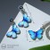 Set 2 objects: earrings, pendant coin -pendant pears, blue color in silver, 50 cm