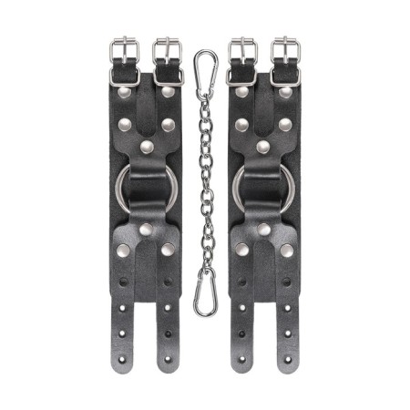 Pecado BDSM bracelets, with two straps, genuine leather, black-4