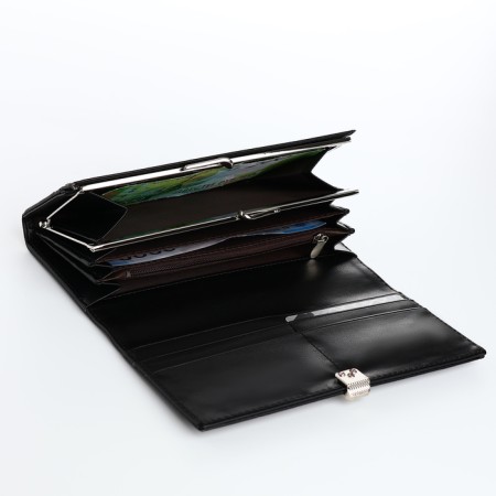Women's wallet on magnets, black color-3