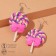 Earrings Assorted "Sweets" Lollows with a bow, the color is pink-violet