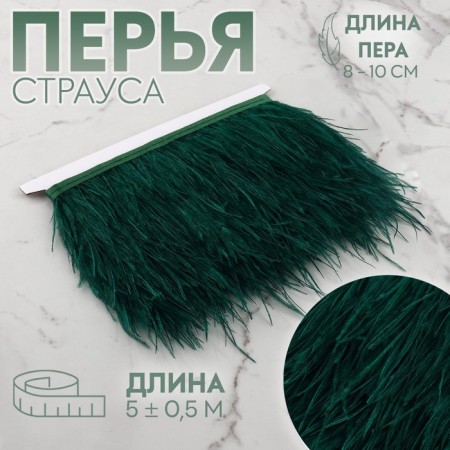 Braid with ostrich feathers, 8-10 cm, 5 ± 0.5 m, emerald color