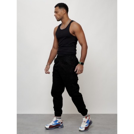 Cargo jeans male, size 48, black color-7