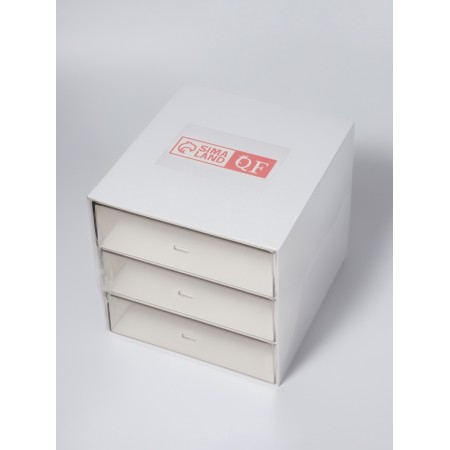 BASIC organizer for storage, multi -level, 3 sections, 15.4 × 14.6 × 16.7 cm, white/transparent color-5