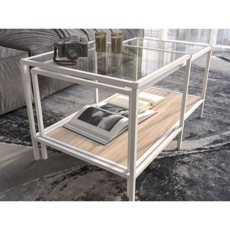 Table Journal duet, 941 (488) x488 (544) x457 (500), white muar/oak sonoma/glass-3