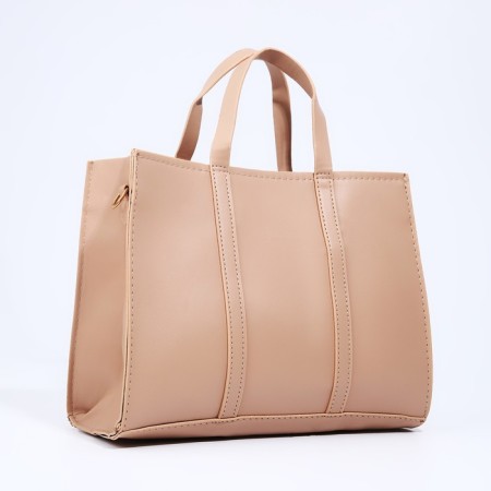 Bag Female Tout with zipper, beige color-2