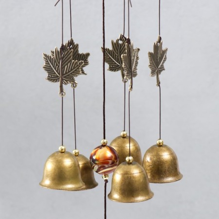 Wind Music Metal "Peacock and Leafers" 5 bells for bronze 46 cm-2