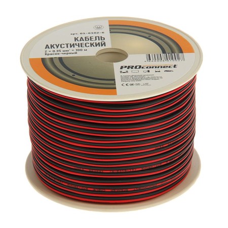 Acoustic cable ProConnect, 2x0.35 mm², 100 m, red-black, 01-6102-6-1