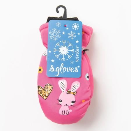 Baby mittens, fuchsia color, size 15 (7-8 years)-4