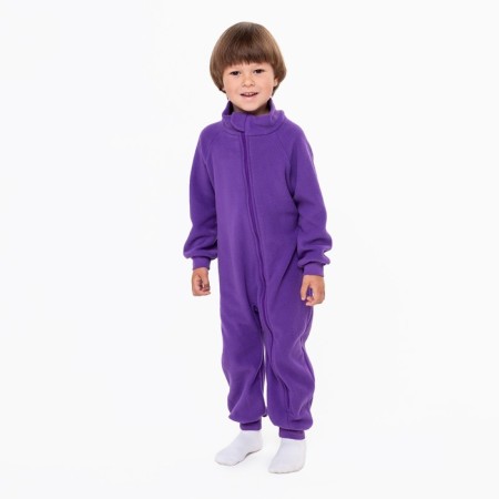 The overalls collar-hard, the color is purple, height 98-104 cm