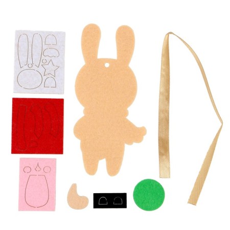 New Year's set for creativity. Fir -tree pendant from the felt “New Year! Bunny in a scarf "-1