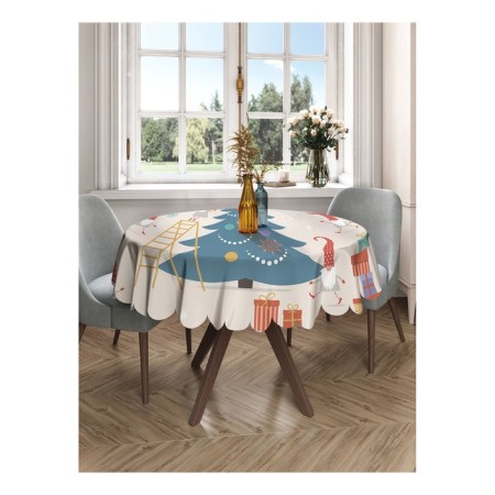 The tablecloth "Gnomes decorate the Christmas tree", Round, Saten, D = 150 cm-2