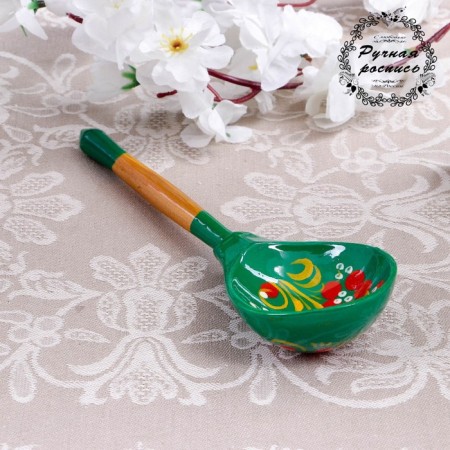 Spoon "Zelenushka", dining room, 19 × 6 cm, Khokhloma, mix