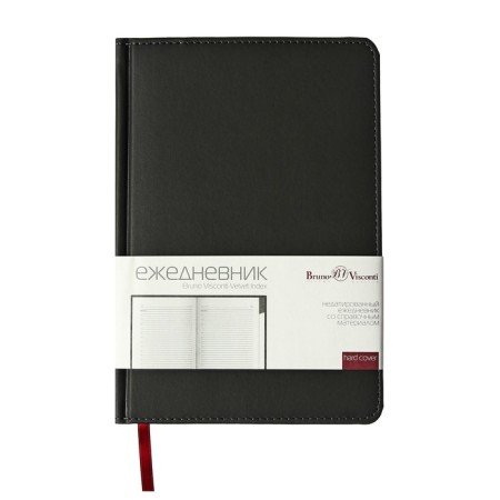Leduced A5 Diary, 136 Velvet Index sheets, hard cover, artificial leather, Soft Touch lamination, lies, tinted block 70 g/m2, gray-11