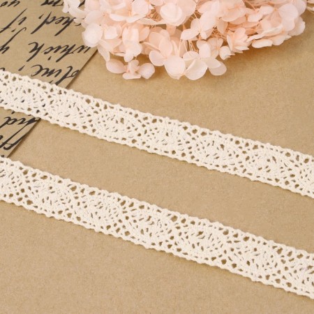 Knitted lace, 22 mm × 10 ± 1 m, beige color-1