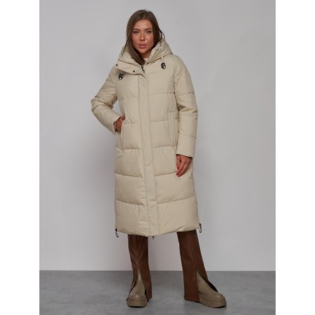 Coat insulated winter female, size 46, beige color-4