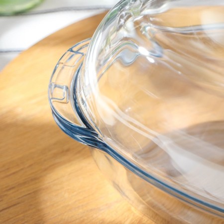 Oval ducklings of heat-resistant glass Borcam, 2 l, with a baking lid-3