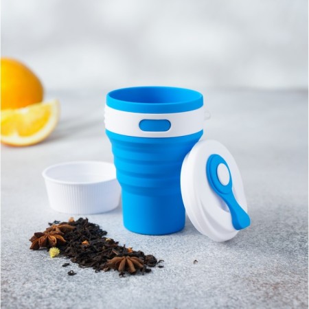 A folding cup with a lid "with you", 8.5 × 14 cm, 350 ml, color mix-5