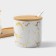 A set of ceramic cans with spoons on a wooden stand “Estet. Gold ", 2 items: 300 ml, white color