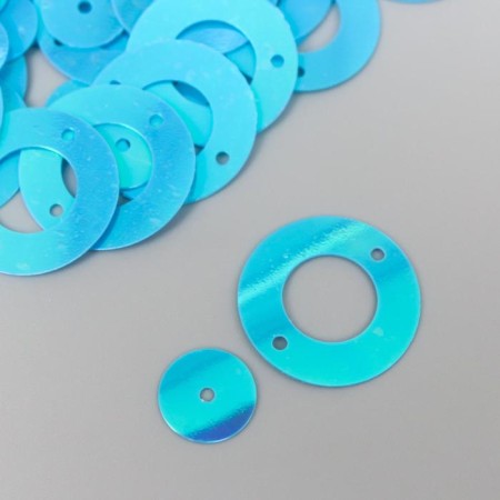 Sequins "Circle in the ring" Bright-blue set 30 grams d = 2 cm-1