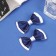 Hair clamp "Bow Vivian" (set 2 pcs) double, 6.5 cm, blue-white
