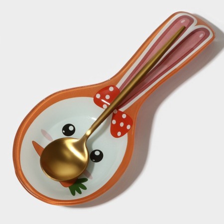 Glass stand under a spoon of a shade "Bunny and carrots", Orange color-6