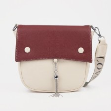 Female bag on the valve, beige/burgundy