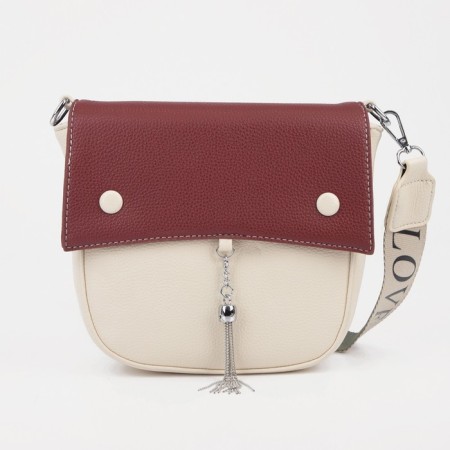 Female bag on the valve, beige/burgundy