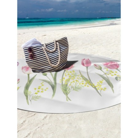 Pareo and beach rug "Flowers of Spring", d = 150 cm-2