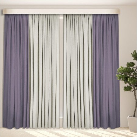 Set of curtains "Canvas", size 200x250 cm, 2 pcs, color purple gray