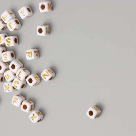 Beads for creativity plastic "English alphabet" white with gold set of 20 g 0.4x0.4 cm-2