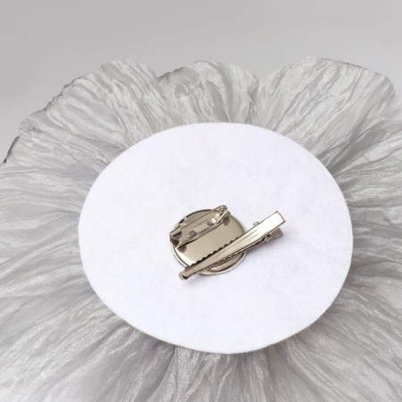 Tekstil “Flower” brooch voluminous, weightless, gray color-1