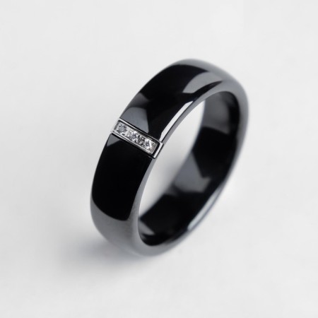 Ring Ceramics "Rhubates", 6 mm, black color, 18 size-2
