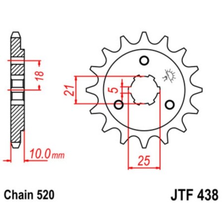Leading star JTF438-15, F438-15, JT SPROCKETS, chain 520, 15 teeth