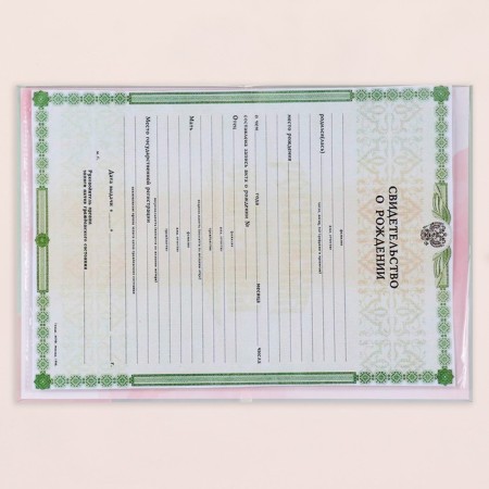 Folder for birth certificate "For a girl" Pink tone, A5-4