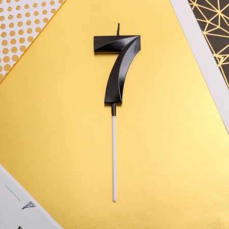 Candle for the cake, number "7", black.-3