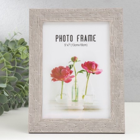 Photo frame plastic 13x18 cm "Rombs. Texture of wood" gray 21.5x16.5 cm-1