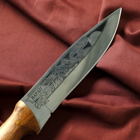 Caucasian knife, tourist "Varan" with scabbard, steel - 40x13, waxed nut, 14.5 cm-1