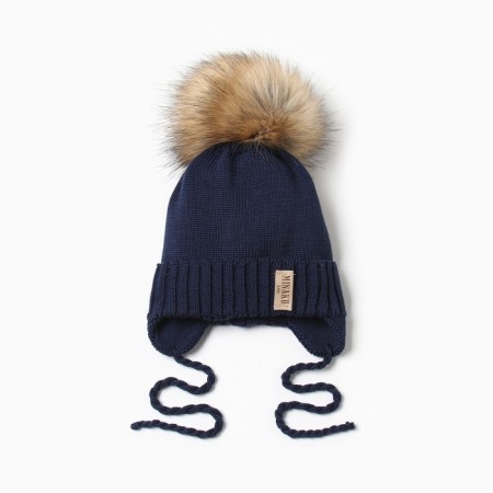 Children's hat with insulation, rn 35-40, dark blue color
